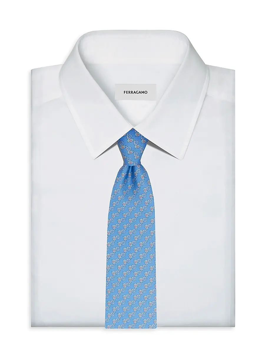 Ferragamo Men's Owl Gancio Silk Tie | Thumbnail 2