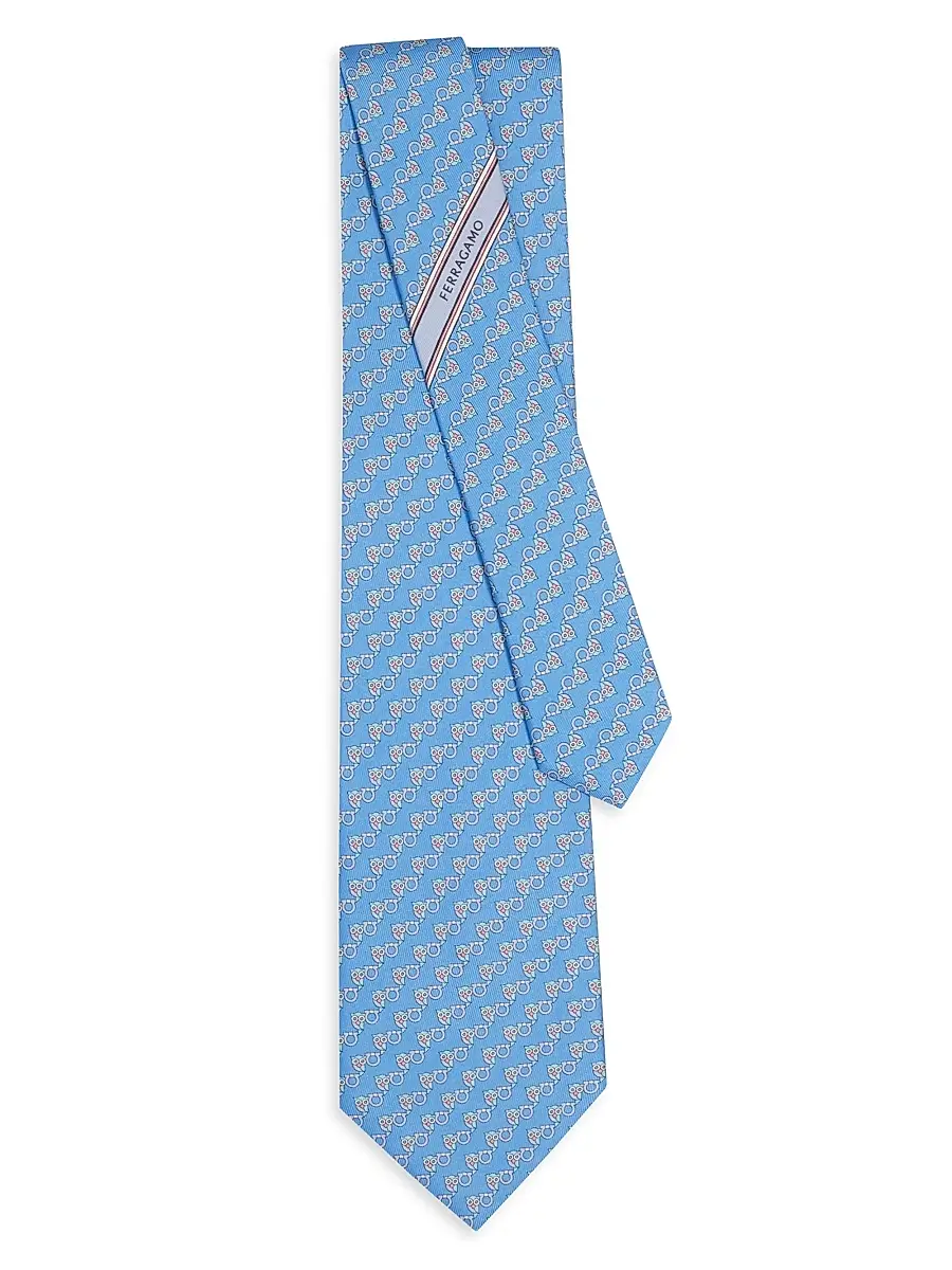 Ferragamo Men's Owl Gancio Silk Tie | Thumbnail 3