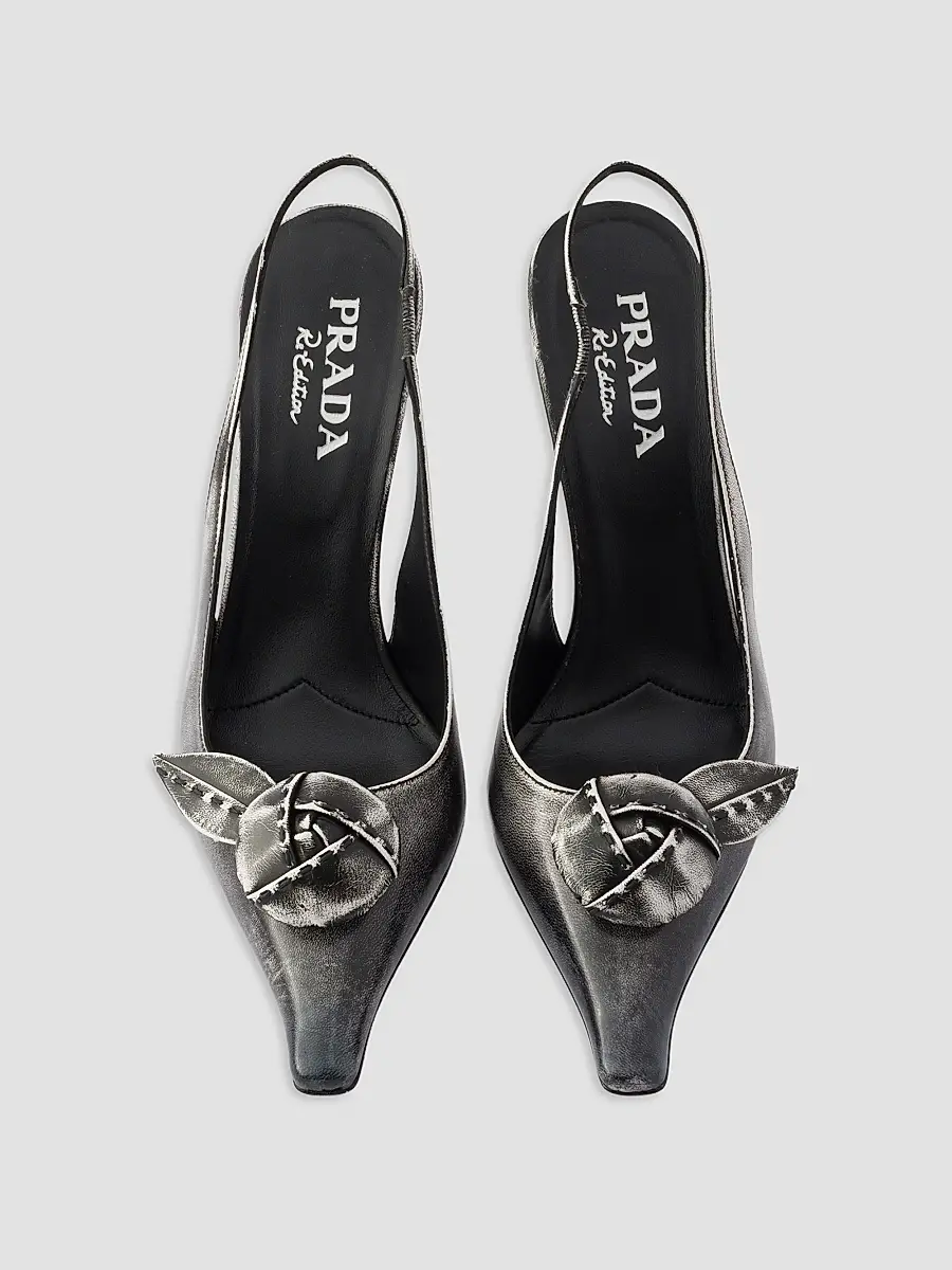 Prada Women's Leather Slingback Pumps | Thumbnail 2