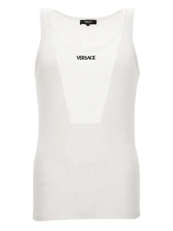 Versace Men's Logo Rib-Knit Cotton Tank