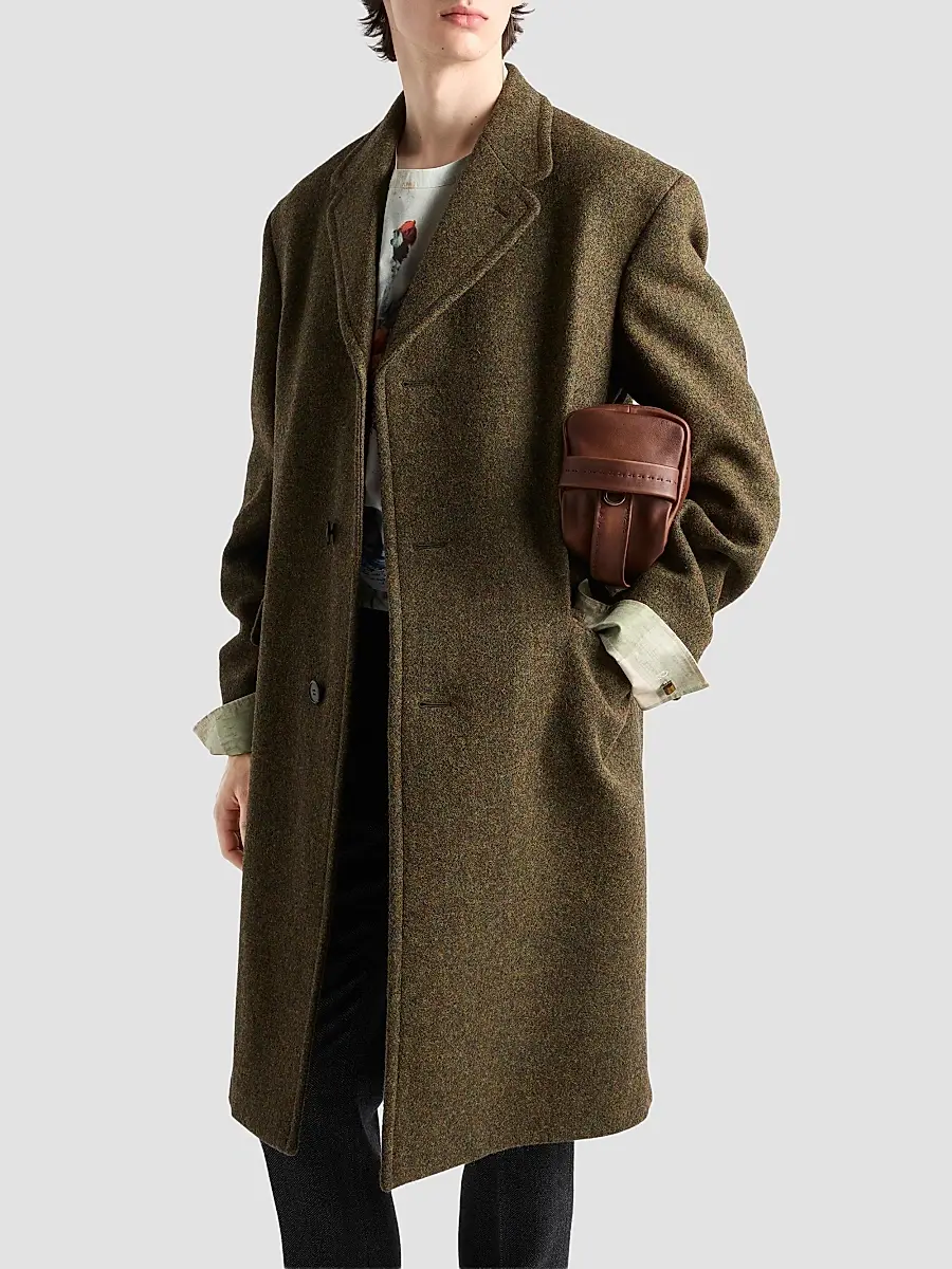 Prada Men's Single-Breasted Wool Coat | Thumbnail 2 Prada Men's Single-Breasted Wool Coat | Thumbnail 2
