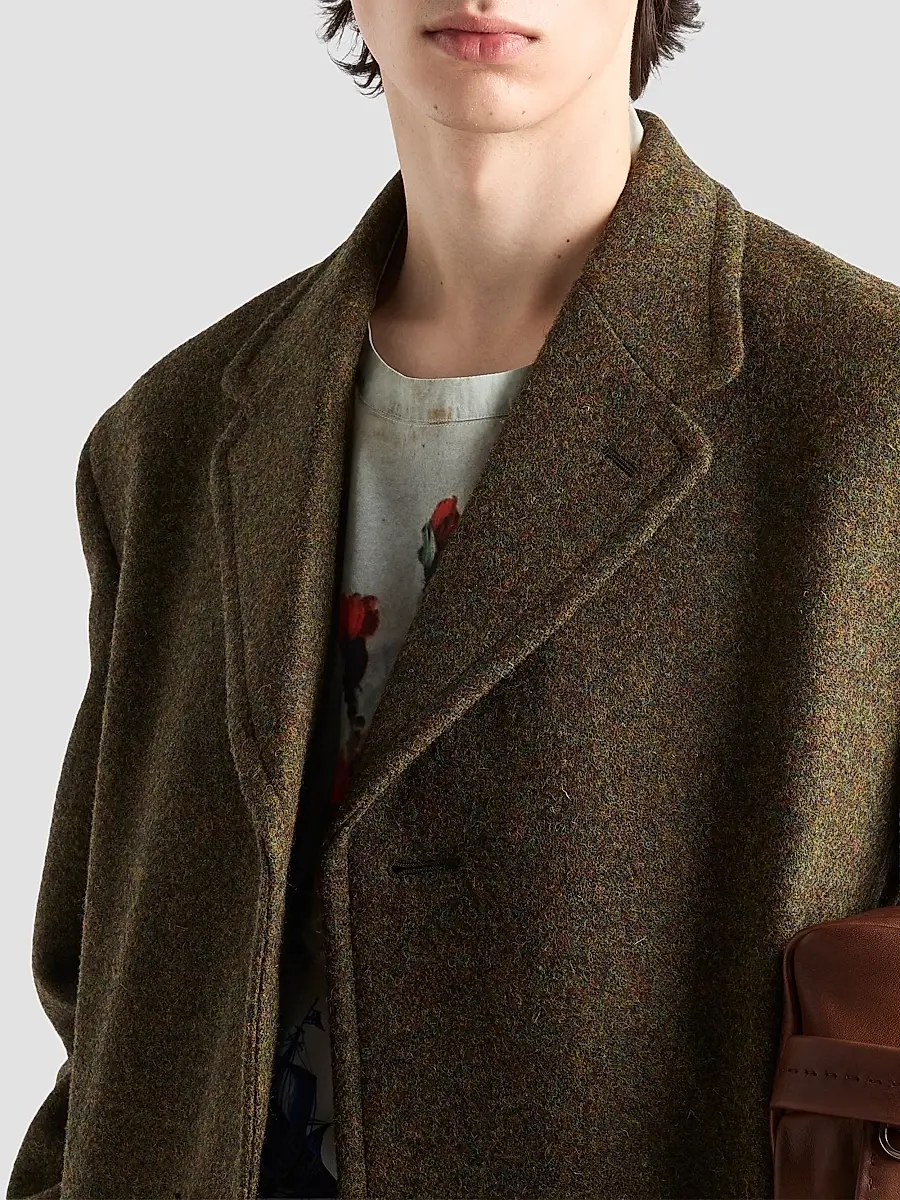 Prada Men's Single-Breasted Wool Coat | Thumbnail 4 Prada Men's Single-Breasted Wool Coat | Thumbnail 4