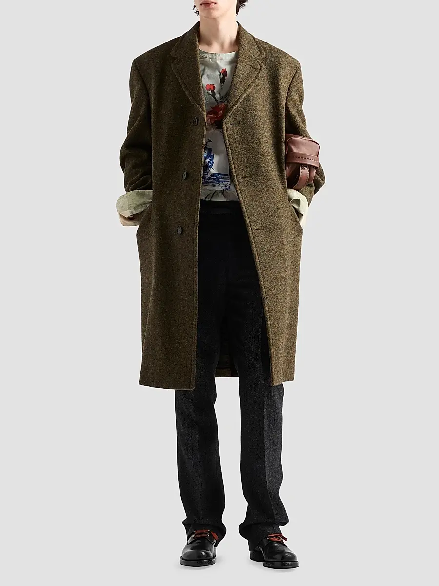 Prada Men's Single-Breasted Wool Coat | Thumbnail 6 Prada Men's Single-Breasted Wool Coat | Thumbnail 6