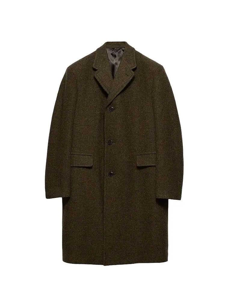Prada Men's Single-Breasted Wool Coat - Green | Image 1 Prada Men's Single-Breasted Wool Coat - Green | Image 1
