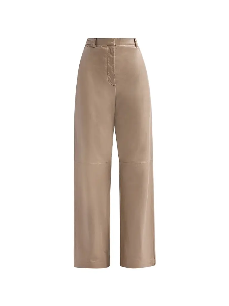 Fabiana Filippi Women's Leather Wide-Leg Pants - Moka Meringa | Image 1 Fabiana Filippi Women's Leather Wide-Leg Pants - Moka Meringa | Image 1