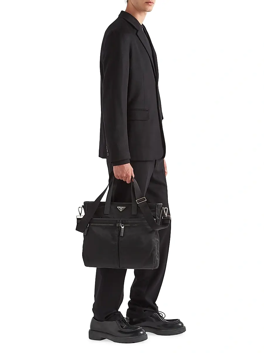 Prada Men's Re-Nylon and Saffiano Leather Tote Bag | Thumbnail 2 Prada Men's Re-Nylon and Saffiano Leather Tote Bag | Thumbnail 2