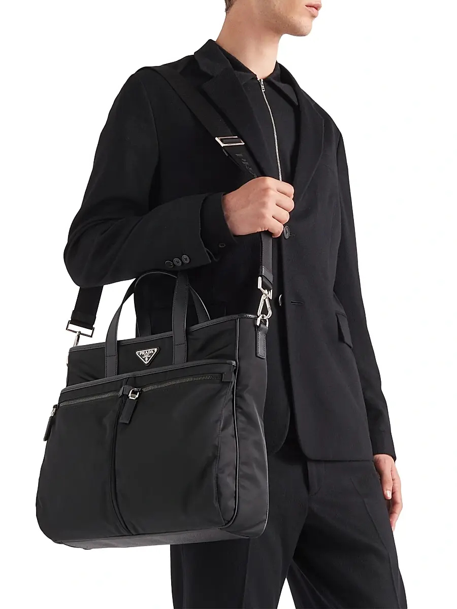 Prada Men's Re-Nylon and Saffiano Leather Tote Bag | Thumbnail 3 Prada Men's Re-Nylon and Saffiano Leather Tote Bag | Thumbnail 3