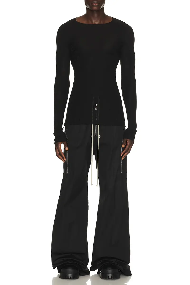 Rick Owens Ribbed Round Neck Shirt | Thumbnail 3 Rick Owens Ribbed Round Neck Shirt | Thumbnail 3