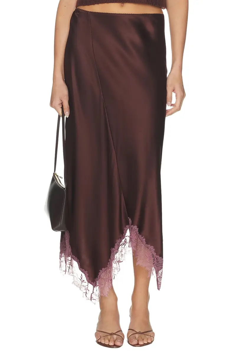 Keri Paneled Bias Skirt With Lace Keri Paneled Bias Skirt With Lace