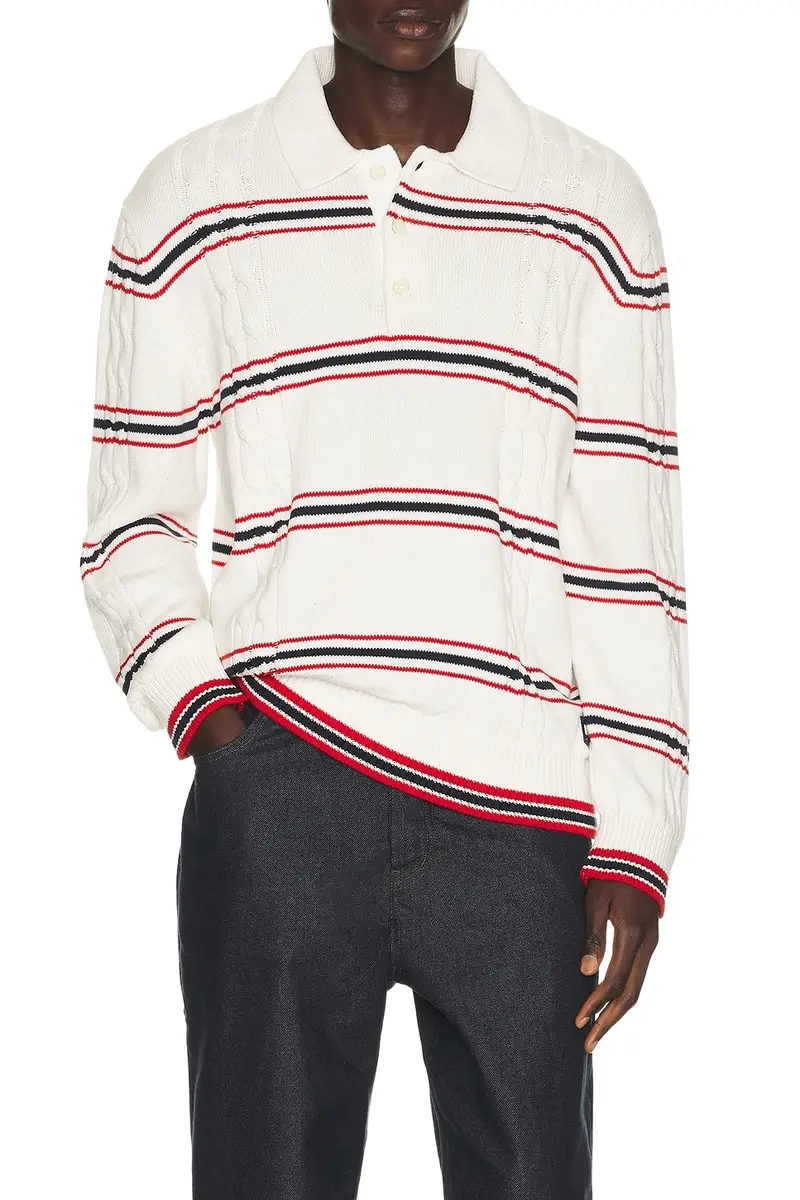 Tommy Jeans Stripe Cable Knit Polo