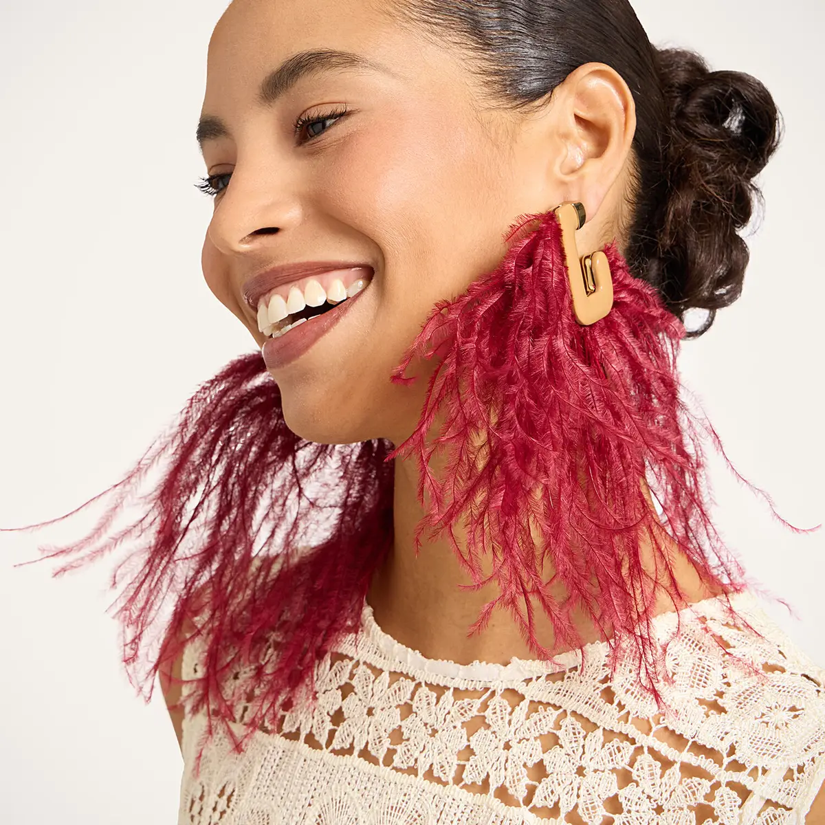 La Double J Ostrich Earrings | Image 1 La Double J Ostrich Earrings | Image 1