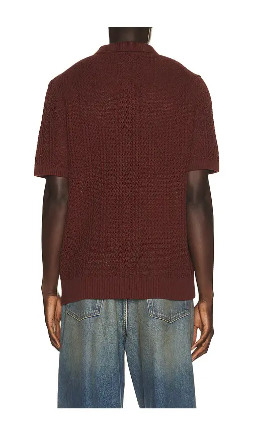 Vince Seed Stitch Rib Short Sleeve Polo Shirt | Thumbnail 2