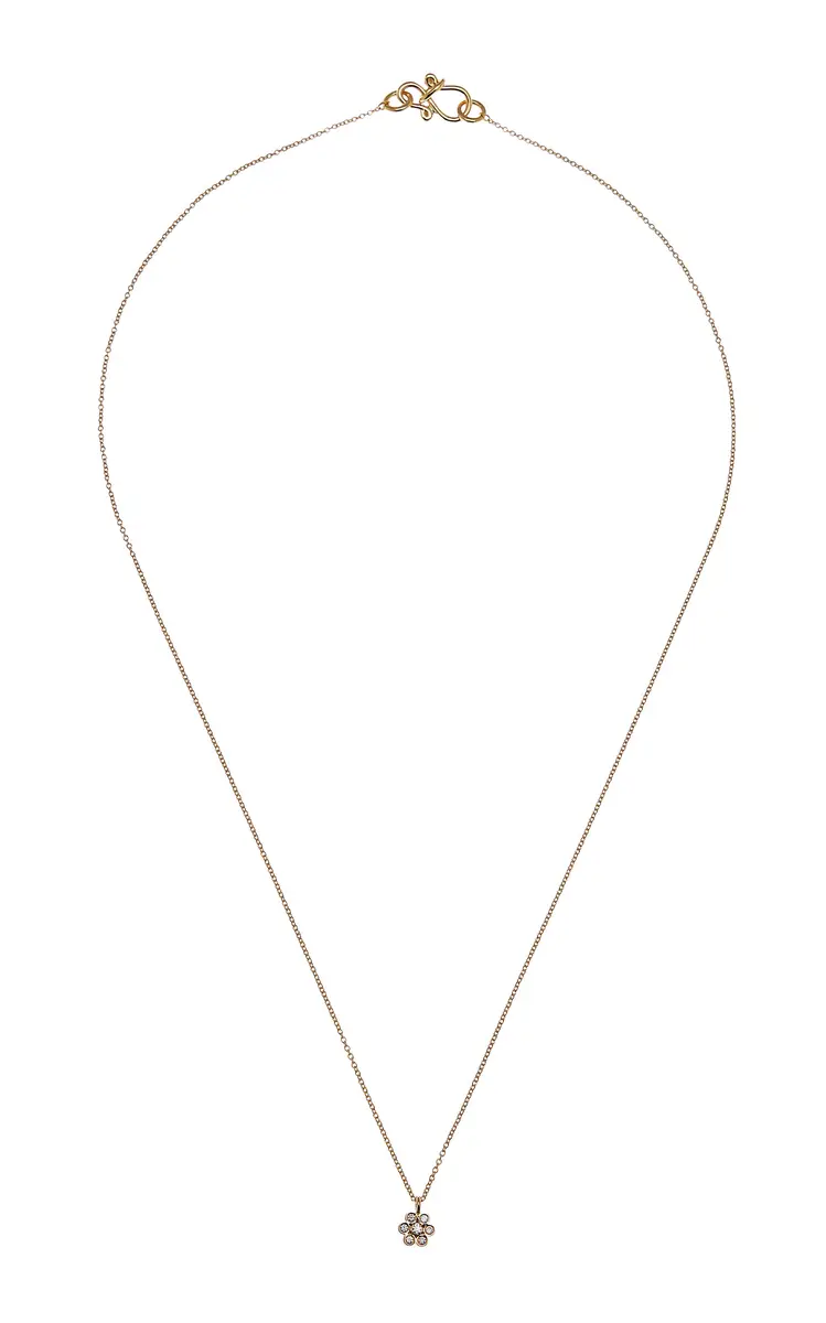 Sophie Bille Brahe Lily Fleur Simple 18K Yellow Gold Diamond Necklace