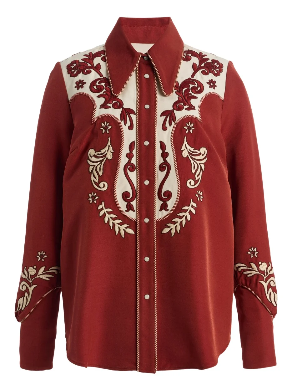 ALÉMAIS Duke Embroidered Crepe Shirt