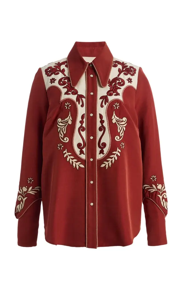 ALÉMAIS Duke Embroidered Crepe Shirt