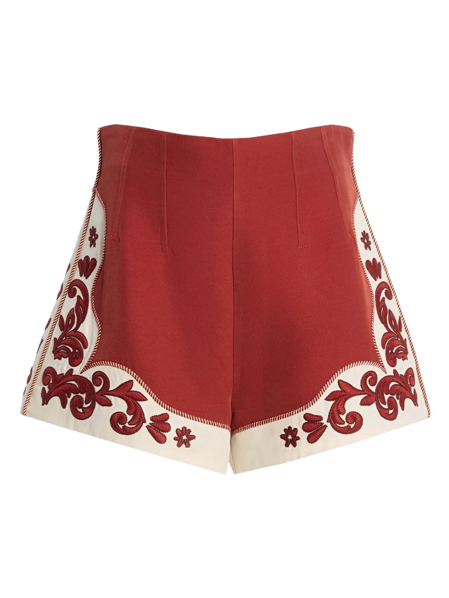 ALÉMAIS Duke Embroidered Crepe Shorts