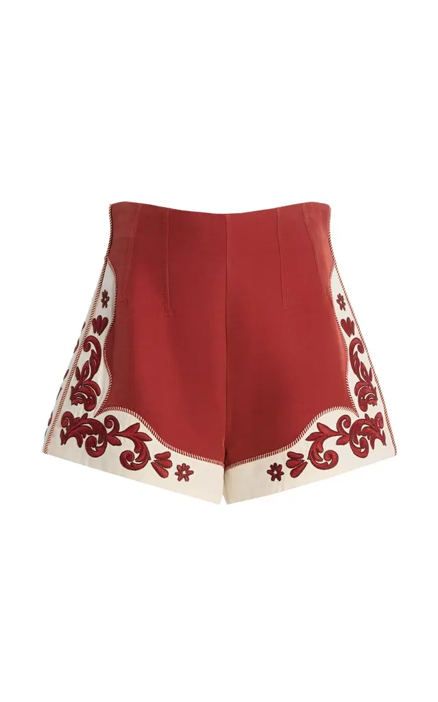 ALÉMAIS Duke Embroidered Crepe Shorts