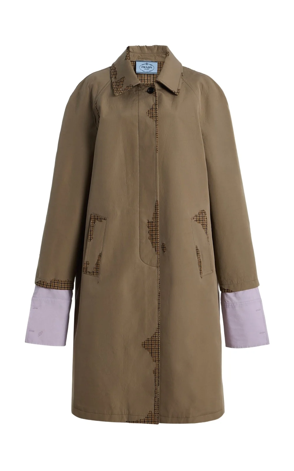 Prada Cuff-Detailed Long Poplin Coat