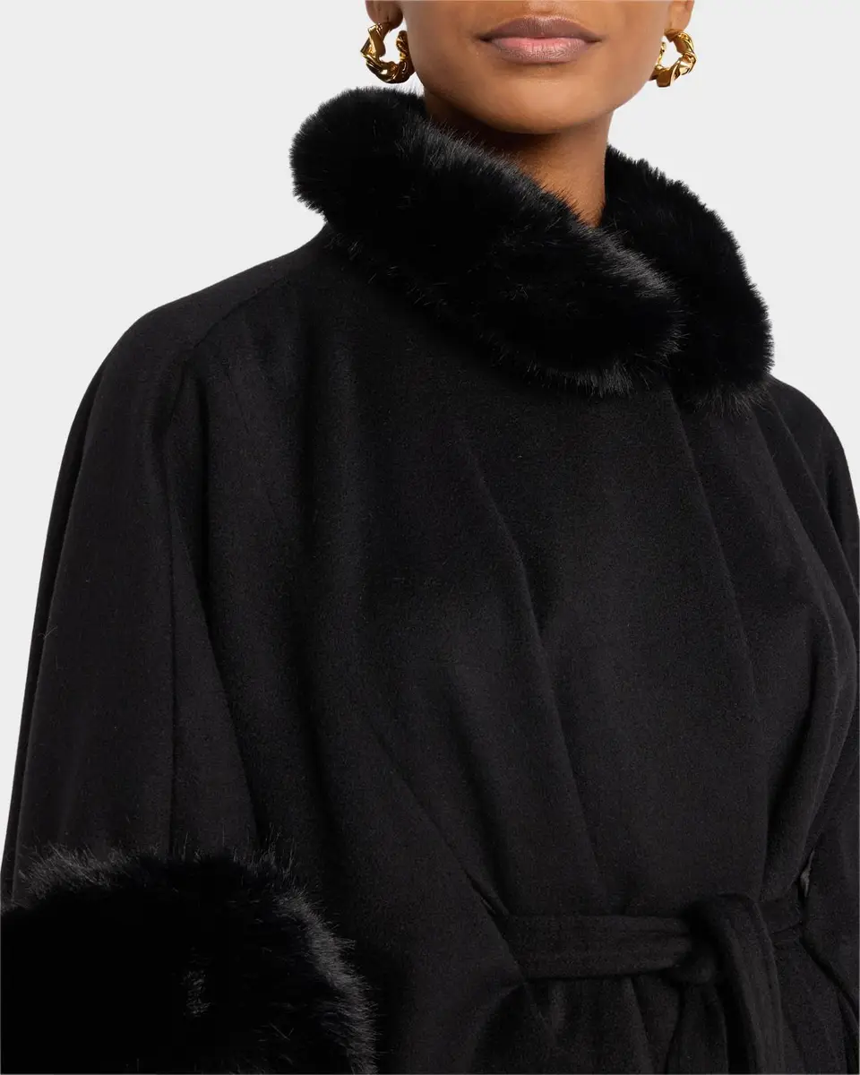 Sofia Cashmere Cashmere Shawl W/ Faux Fur Trim | Thumbnail 5 Sofia Cashmere Cashmere Shawl W/ Faux Fur Trim | Thumbnail 5