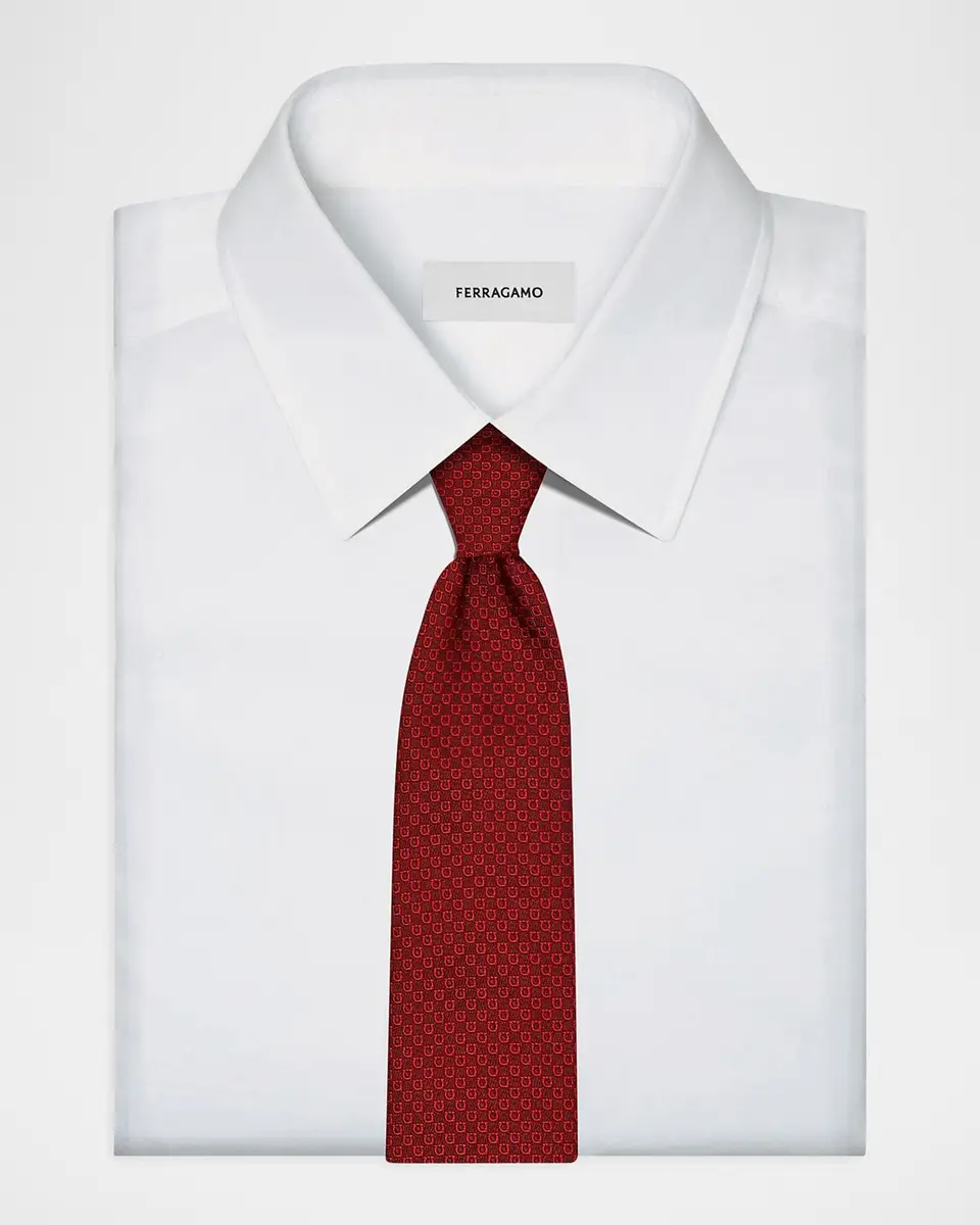 Ferragamo Men's Micro-Gancio Silk Tie | Thumbnail 3 Ferragamo Men's Micro-Gancio Silk Tie | Thumbnail 3