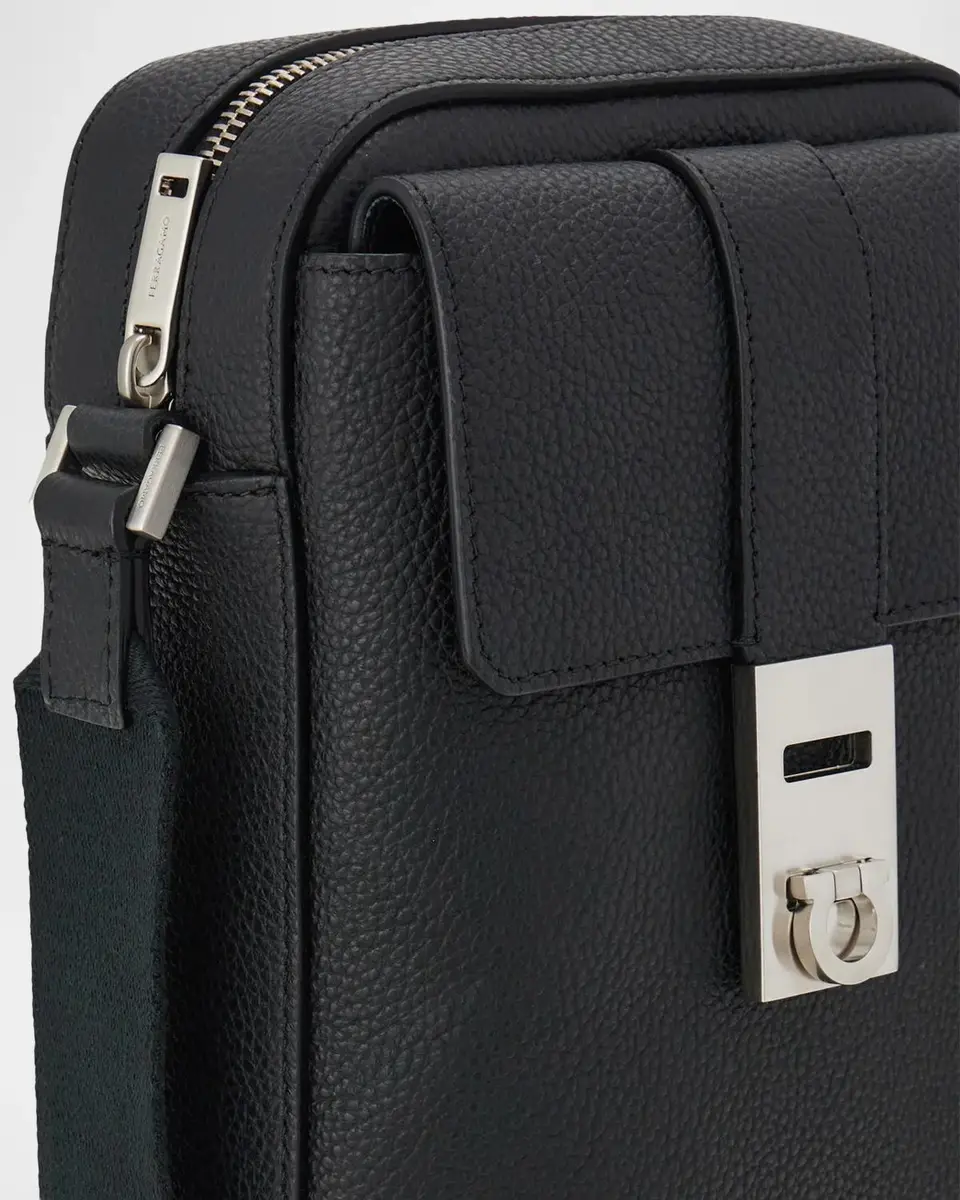 Ferragamo Men's Hug Buckle Leather Crossbody Bag | Thumbnail 6 Ferragamo Men's Hug Buckle Leather Crossbody Bag | Thumbnail 6