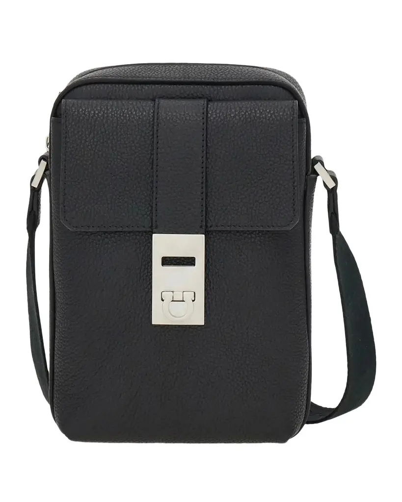 Ferragamo Men's Hug Buckle Leather Crossbody Bag | Image 1 Ferragamo Men's Hug Buckle Leather Crossbody Bag | Image 1