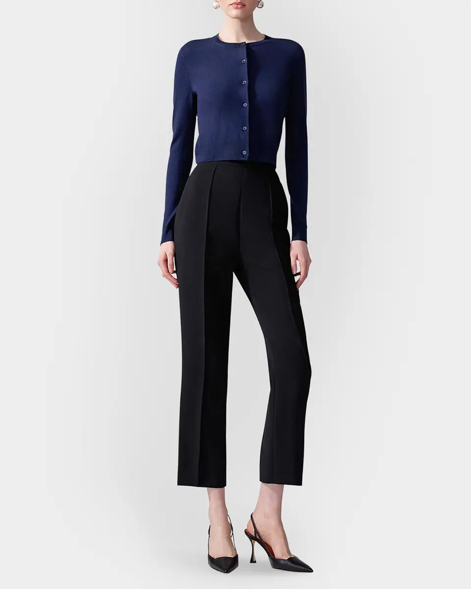 Carolina Herrera Cotton-Silk Crop Crewneck Cardigan | Thumbnail 2