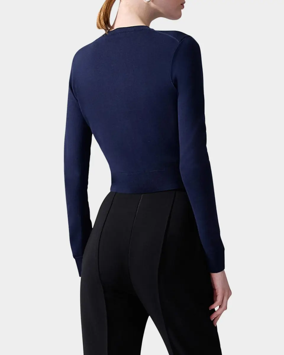 Carolina Herrera Cotton-Silk Crop Crewneck Cardigan | Thumbnail 3