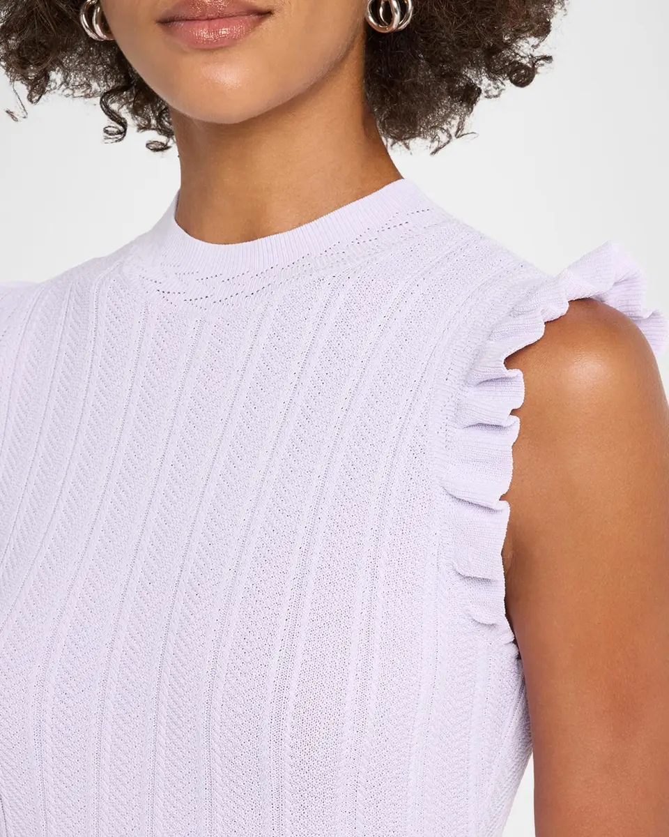 Shoshanna Tucker Ruffle-Trim Pointelle Knit Midi Dress | Thumbnail 5 Shoshanna Tucker Ruffle-Trim Pointelle Knit Midi Dress | Thumbnail 5