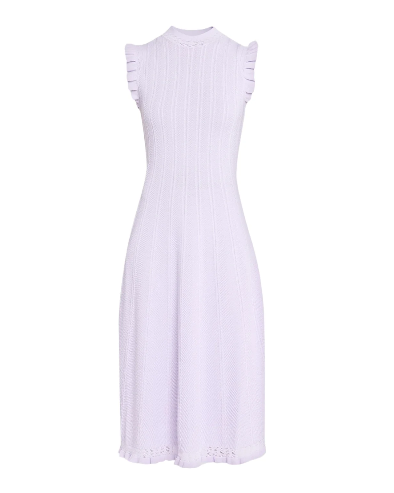 Tucker Ruffle-Trim Pointelle Knit Midi Dress Tucker Ruffle-Trim Pointelle Knit Midi Dress