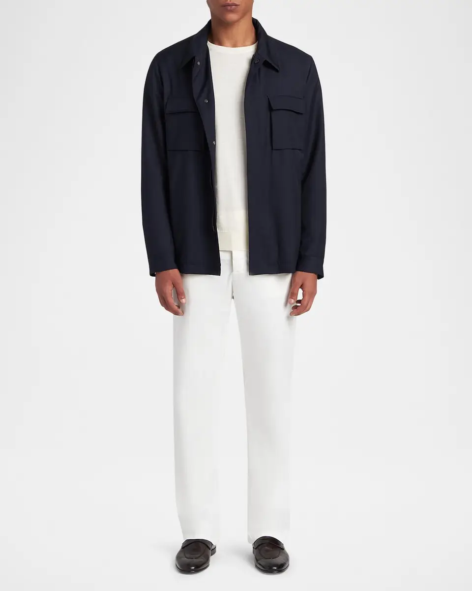 Kiton Men's Wool and Silk Flap-Pocket Shirt Jacket | Thumbnail 2 Kiton Men's Wool and Silk Flap-Pocket Shirt Jacket | Thumbnail 2