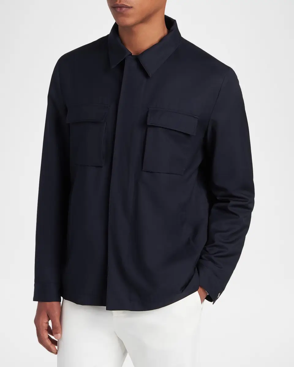 Kiton Men's Wool and Silk Flap-Pocket Shirt Jacket | Thumbnail 4 Kiton Men's Wool and Silk Flap-Pocket Shirt Jacket | Thumbnail 4