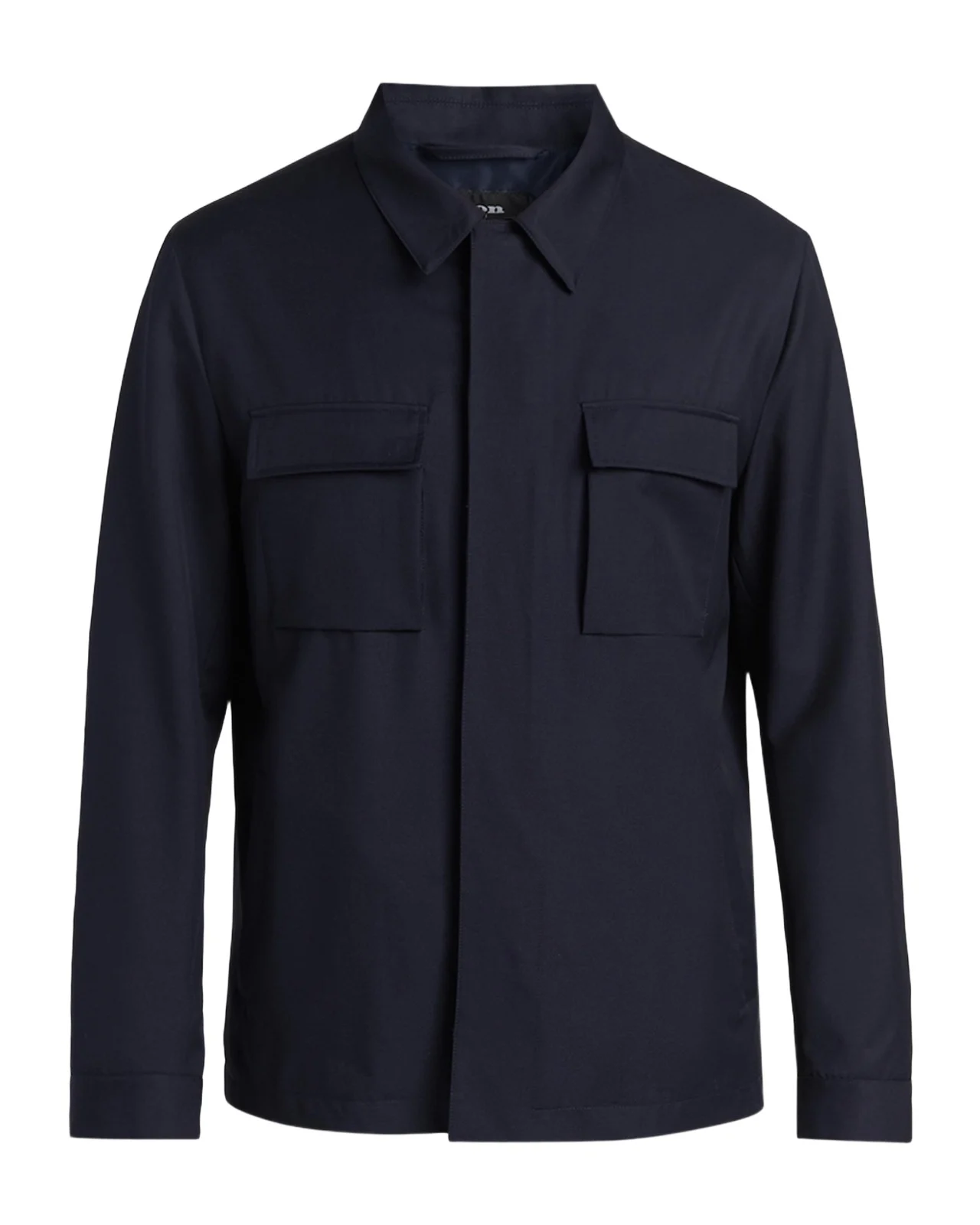 Men's Wool and Silk Flap-Pocket Shirt Jacket