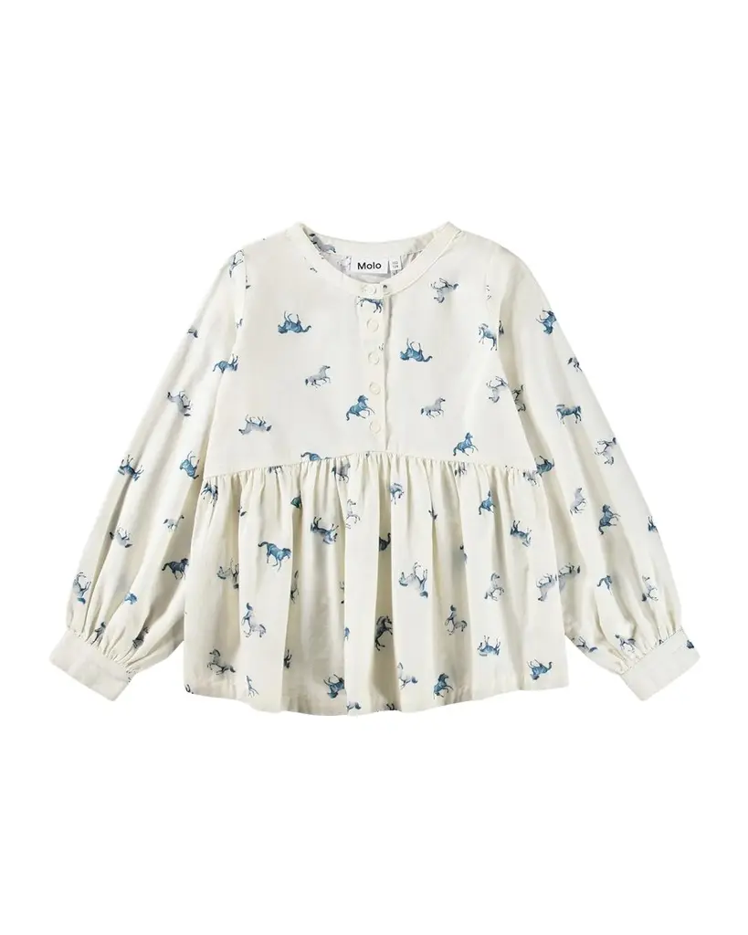 Molo Girl's Rilla Horse-Print Tunic Shirt, Size3-6 | Image 1 Molo Girl's Rilla Horse-Print Tunic Shirt, Size3-6 | Image 1