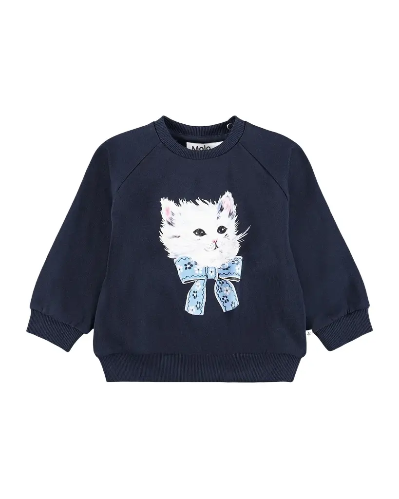 Molo Girl's Disc Fancy Kitty Cotton Sweatshirt, Size 6M-2 | Image 1 Molo Girl's Disc Fancy Kitty Cotton Sweatshirt, Size 6M-2 | Image 1