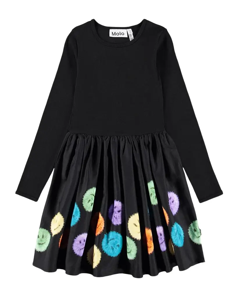 Molo Girl's Casie Printed Cotton Long-Sleeve Dress, Size 8-12 | Image 1 Molo Girl's Casie Printed Cotton Long-Sleeve Dress, Size 8-12 | Image 1