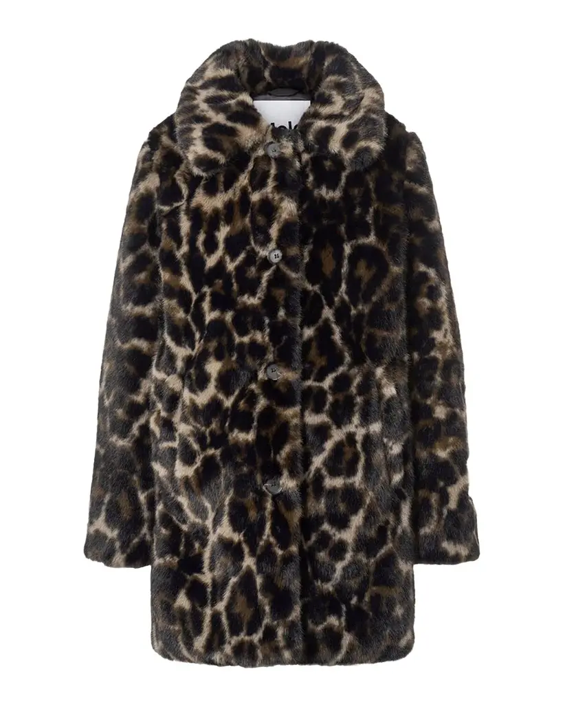 Molo Girl's Hera Leopard-Print Sherpa Jacket, Size 8-16 | Image 1 Molo Girl's Hera Leopard-Print Sherpa Jacket, Size 8-16 | Image 1