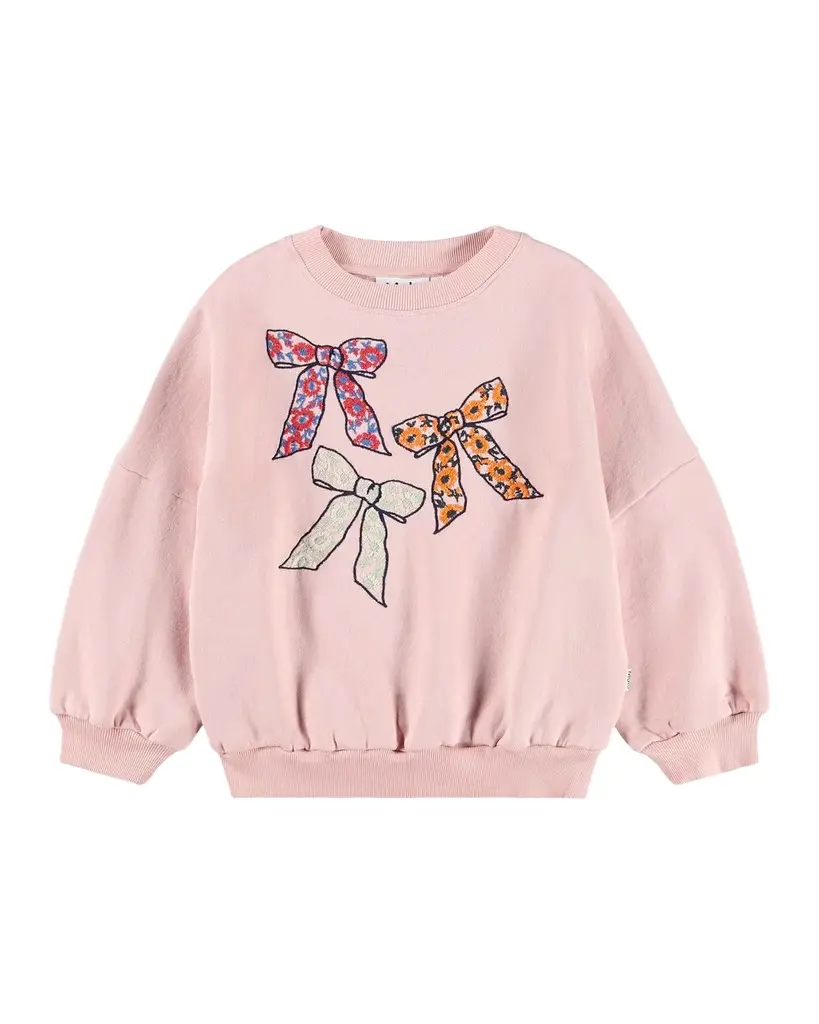 Molo Girl's Marika Bow-Embroidered Sweatshirt, Size 4-6 | Image 1 Molo Girl's Marika Bow-Embroidered Sweatshirt, Size 4-6 | Image 1