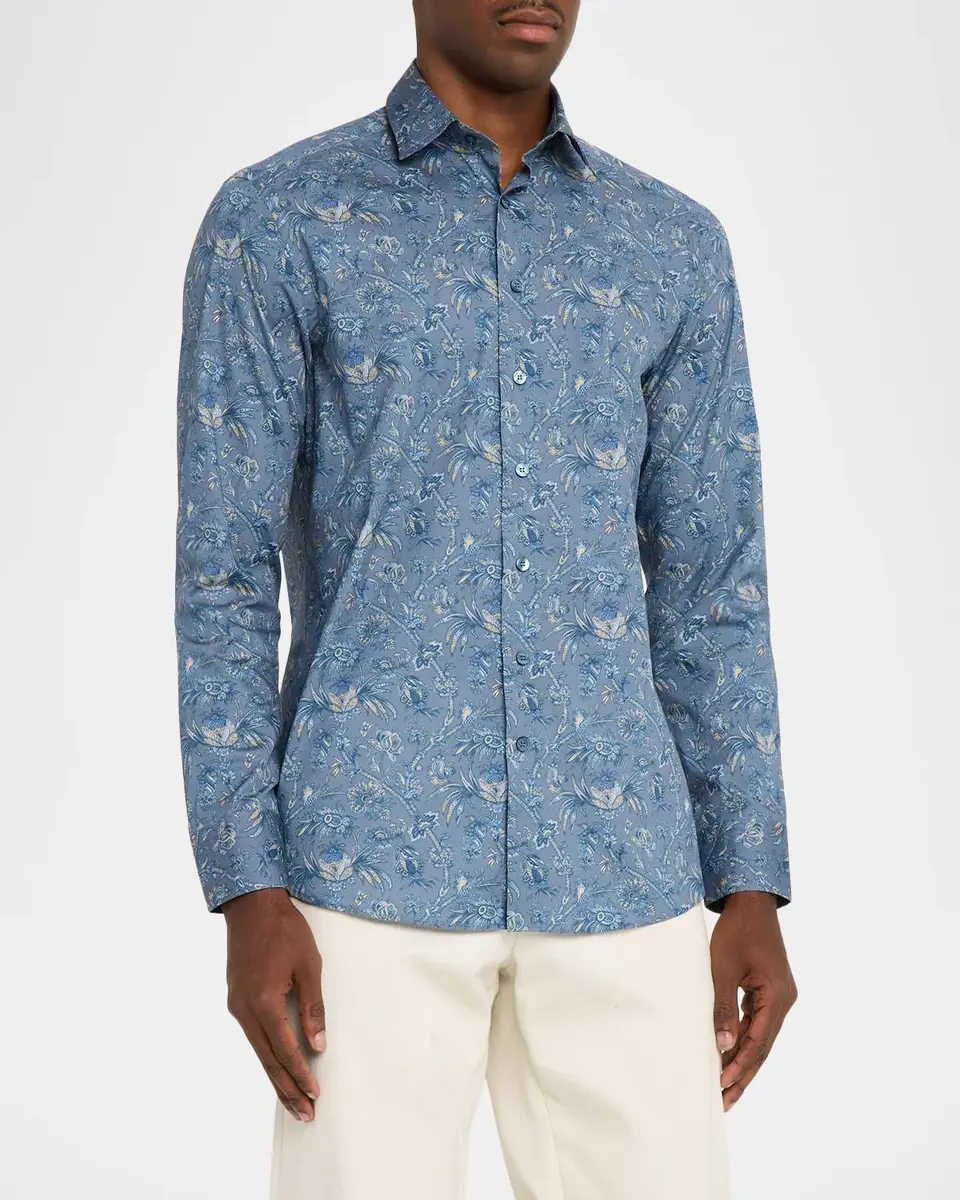 Etro Men's Cotton-Stretch Paisley Sport Shirt | Thumbnail 4 Etro Men's Cotton-Stretch Paisley Sport Shirt | Thumbnail 4