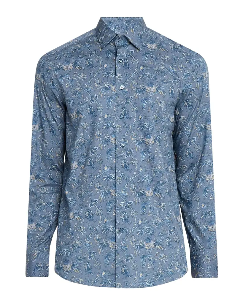 Etro Men's Cotton-Stretch Paisley Sport Shirt | Image 1 Etro Men's Cotton-Stretch Paisley Sport Shirt | Image 1