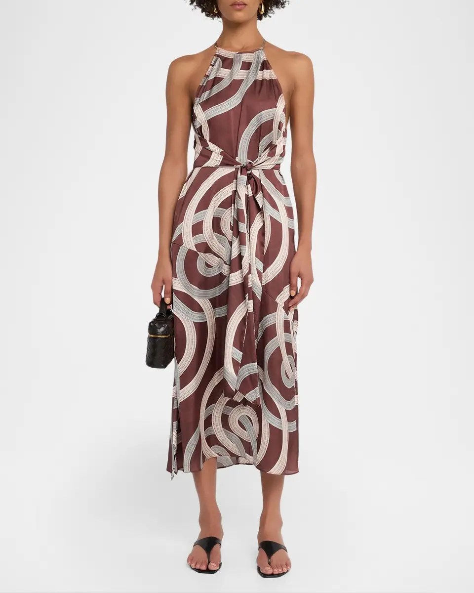 Misa Los Angeles Lisa Swirl-Print Satin Midi Dress | Thumbnail 2 Misa Los Angeles Lisa Swirl-Print Satin Midi Dress | Thumbnail 2