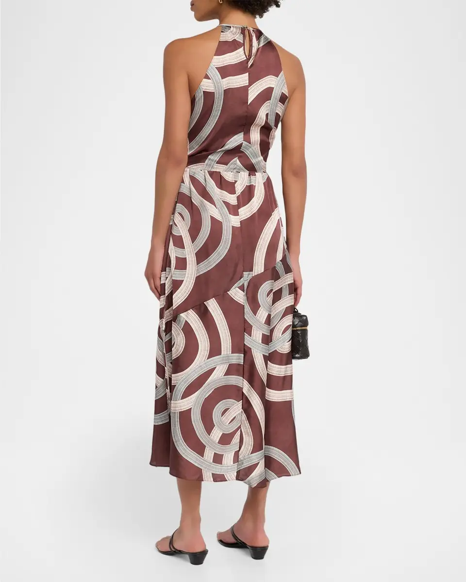 Misa Los Angeles Lisa Swirl-Print Satin Midi Dress | Thumbnail 3 Misa Los Angeles Lisa Swirl-Print Satin Midi Dress | Thumbnail 3