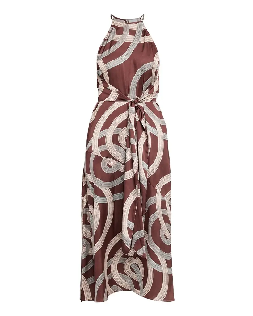 MISA Los Angeles Lisa Swirl-Print Satin Midi Dress | Image 1 MISA Los Angeles Lisa Swirl-Print Satin Midi Dress | Image 1