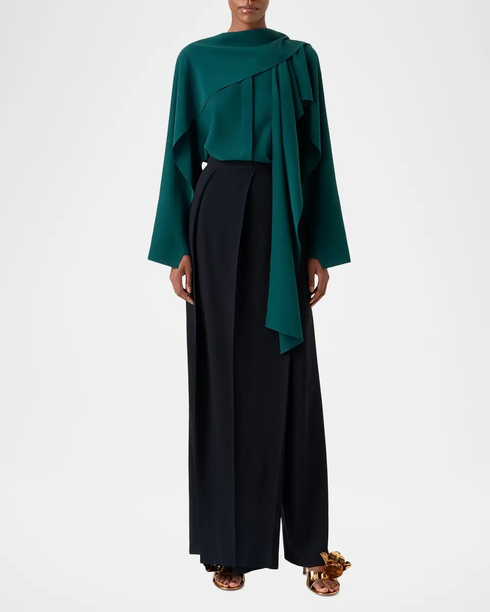 Akris Silk Crepe Sleeve Panel Button-Down Blouse | Thumbnail 2 Akris Silk Crepe Sleeve Panel Button-Down Blouse | Thumbnail 2