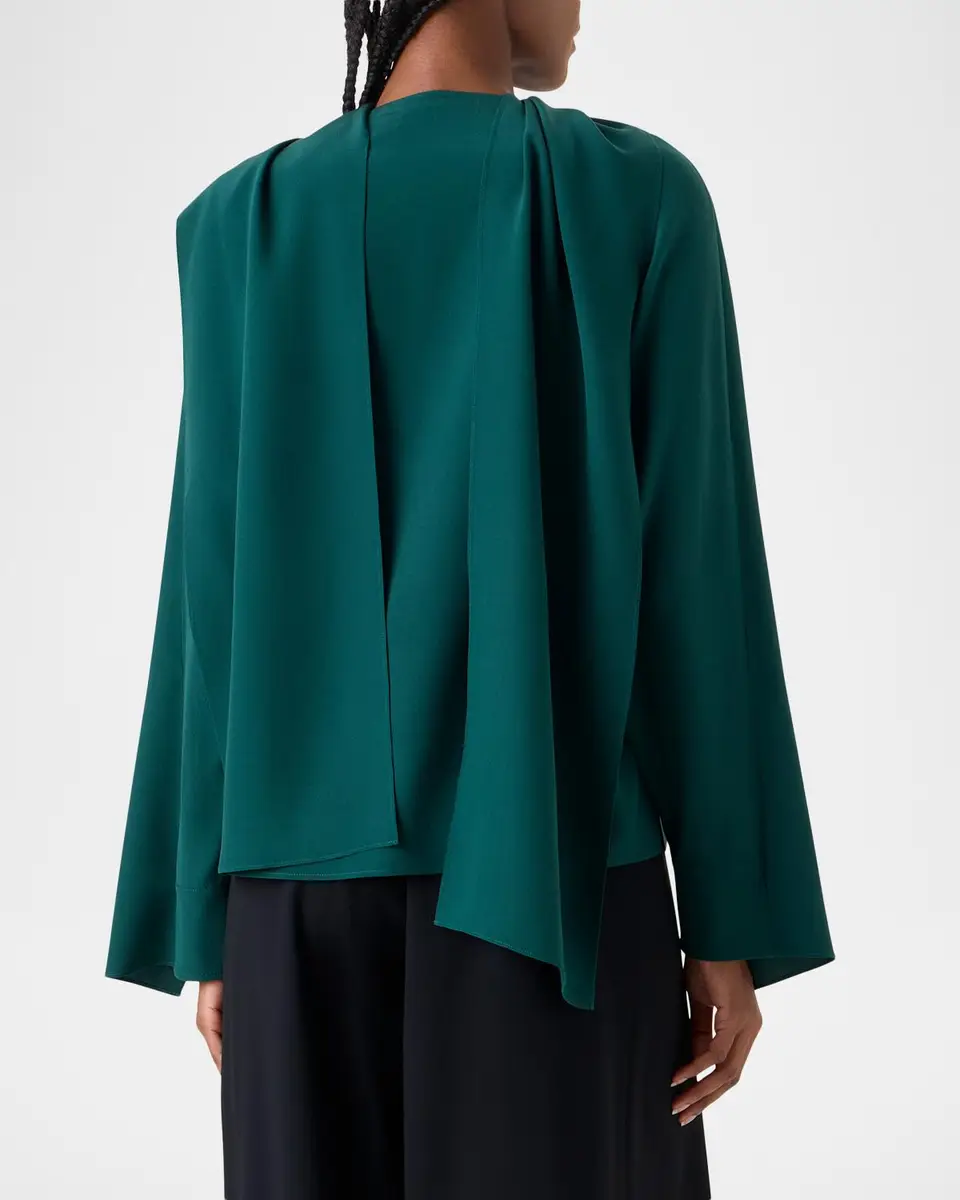 Akris Silk Crepe Sleeve Panel Button-Down Blouse | Thumbnail 3 Akris Silk Crepe Sleeve Panel Button-Down Blouse | Thumbnail 3