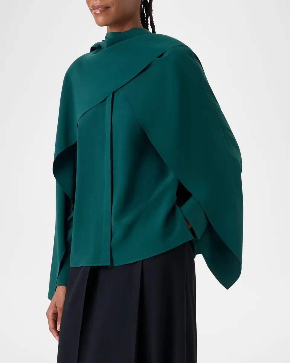 Akris Silk Crepe Sleeve Panel Button-Down Blouse | Thumbnail 6 Akris Silk Crepe Sleeve Panel Button-Down Blouse | Thumbnail 6