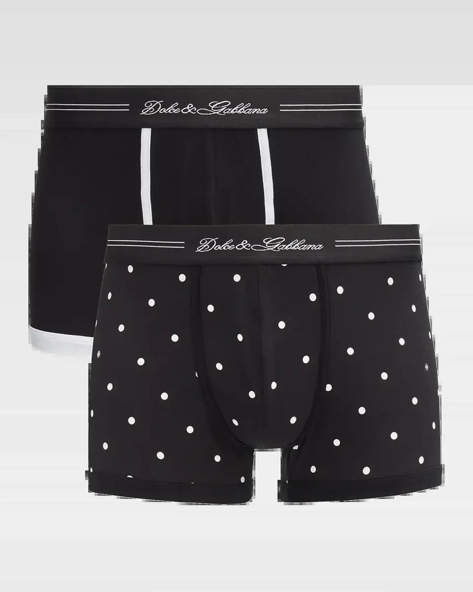 Dolce & Gabbana Men's Mixed Solid and Polka Dot 2-Pack Boxer Briefs | Thumbnail 2 Dolce & Gabbana Men's Mixed Solid and Polka Dot 2-Pack Boxer Briefs | Thumbnail 2