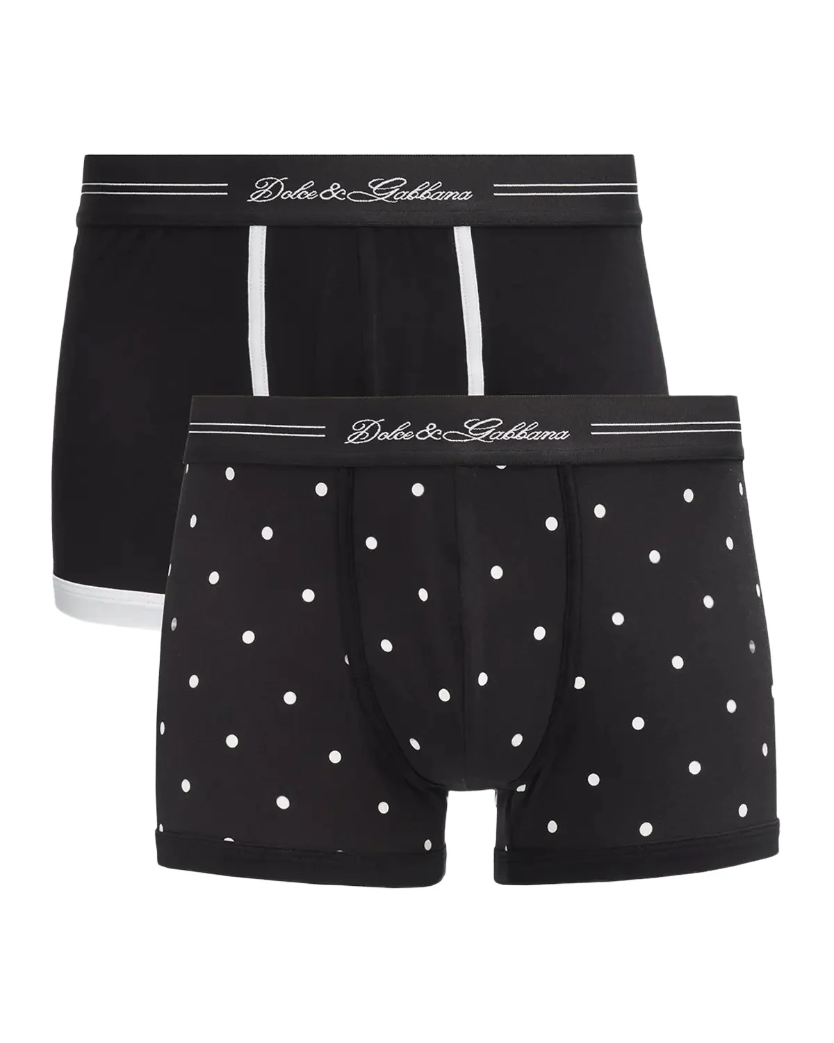 Dolce & Gabbana Men's Mixed Solid and Polka Dot 2-Pack Boxer Briefs