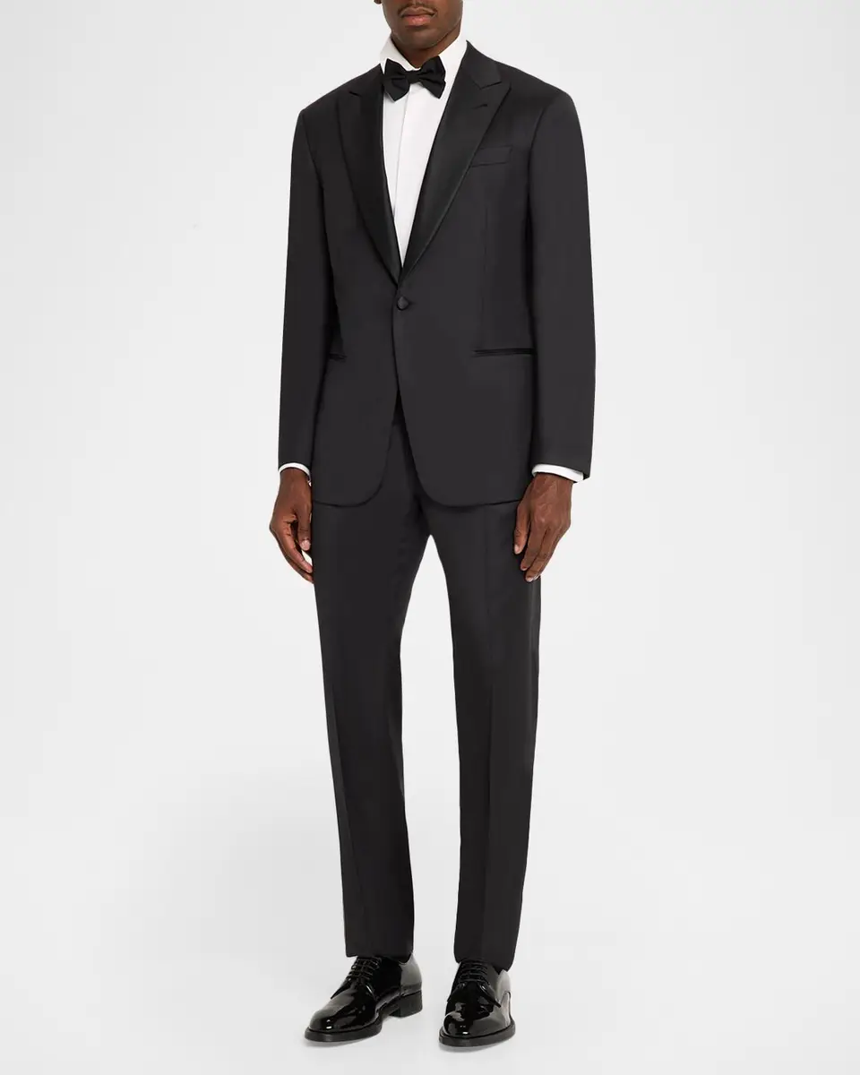 Giorgio Armani Men's Diamond-Woven Stretch-Virgin Wool Tuxedo | Thumbnail 2 Giorgio Armani Men's Diamond-Woven Stretch-Virgin Wool Tuxedo | Thumbnail 2