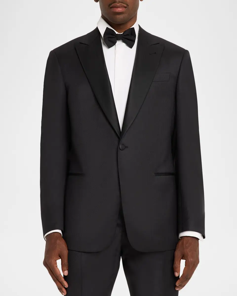 Giorgio Armani Men's Diamond-Woven Stretch-Virgin Wool Tuxedo | Thumbnail 4 Giorgio Armani Men's Diamond-Woven Stretch-Virgin Wool Tuxedo | Thumbnail 4